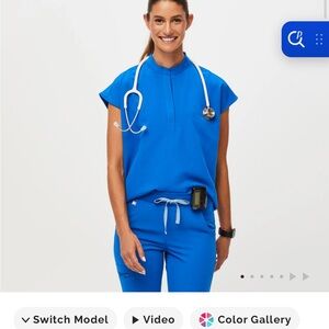 Figs Bright Blue Women's Blouse